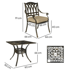 Cast Aluminium Table and Chairs Outdoor Garden Furniture 4 Seater Dining Set - Image 3