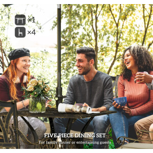 Cast Aluminium Table and Chairs Outdoor Garden Furniture 4 Seater Dining Set - Image 4