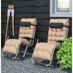 Reclining Garden Chairs Outdoor Patio Set 2 Cushion Sun Loungers Gravity Day Bed