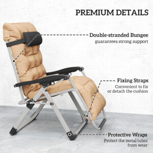 Reclining Garden Chairs Outdoor Patio Set 2 Cushion Sun Loungers Gravity Day Bed - Image 4