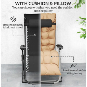 Reclining Garden Chairs Outdoor Patio Set 2 Cushion Sun Loungers Gravity Day Bed - Image 5