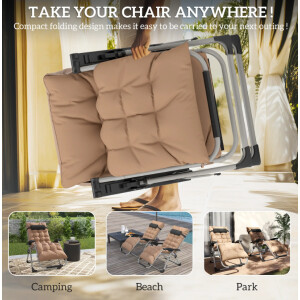 Reclining Garden Chairs Outdoor Patio Set 2 Cushion Sun Loungers Gravity Day Bed - Image 6