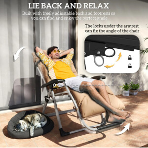 Reclining Garden Chairs Outdoor Patio Set 2 Cushion Sun Loungers Gravity Day Bed - Image 7