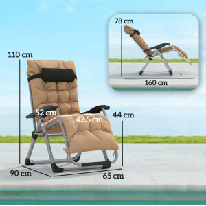 Reclining Garden Chairs Outdoor Patio Set 2 Cushion Sun Loungers Gravity Day Bed - Image 8