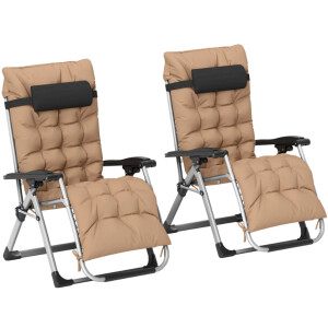 Reclining Garden Chairs Outdoor Patio Set 2 Cushion Sun Loungers Gravity Day Bed - Image 9
