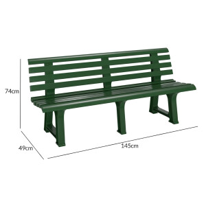 Plastic Garden Bench Large 3 Seater Patio Furniture Outdoor Park Deck Chair Seat - Image 4
