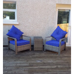 Rattan Bistro Set Wicker Patio Furniture Garden 3 pc Chairs Storage Table 2 Seat