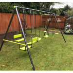 Kids Swing Set Metal Outdoor Playground Seesaw Love Seat Childrens Garden Play