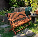 Folding Garden Bench Rustic Wooden Patio Furniture Small 2 Seater Deck Chair