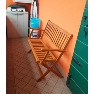 Folding Garden Bench Rustic Wooden Patio Furniture Small 2 Seater Deck Chair - Image 8