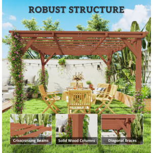 Large Pergola Canopy Wooden Garden Plant Trellis Structure Kit Patio Sun Shade - Image 3