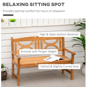 Wooden Garden Bench Small Patio Furniture 2 Seater Outdoor Park Deck Love Chair - Image 4