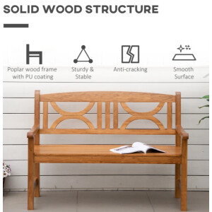 Wooden Garden Bench Small Patio Furniture 2 Seater Outdoor Park Deck Love Chair - Image 5