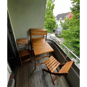 Wooden Bistro Set Rustic Garden Furniture 2 Seater Folding Chairs Storage Table - Image 4