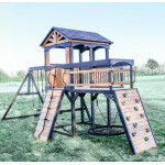 Large Garden Playhouse Outdoor Kids Playcentre Wooden Tree House Swing Slide Set