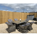 Garden Dining Set Large Wicker Rattan Furniture 6 Seater Patio Chairs Glass Table