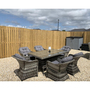 Garden Dining Set Large Wicker Rattan Furniture 6 Seater Patio Chairs Glass Table