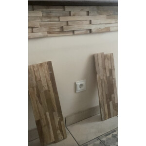 Teak Wood Wall Cladding Panels Rustic Wooden Decorative 10x 3D Industrial Tiles - Image 4