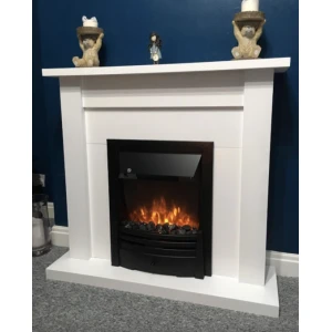 Electric Fire Suite White Freestanding Fireplace Mantel Heater Flame Surround
