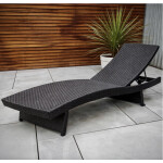 Rattan Sun Lounger Outdoor Patio Folding Chair Reclining Garden Wheels Day Bed