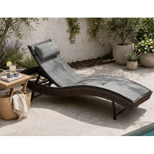 Rattan Sun Lounger Garden Recliner Chair Patio Relax Cushion Day Bed Lounge Seat