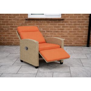Rattan Garden Recliner Chair Wicker Sun Lounger Patio Armchair Cushion Bed Seat