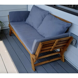Wooden Garden Sofa Bed Outdoor Patio Day Sun Lounger Folding Cushion Bench Seat