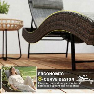 Rattan Sun Lounger Garden Recliner Chair Patio Relax Cushion Day Bed Lounge Seat - Image 3