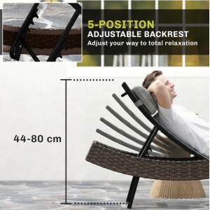 Rattan Sun Lounger Garden Recliner Chair Patio Relax Cushion Day Bed Lounge Seat - Image 4