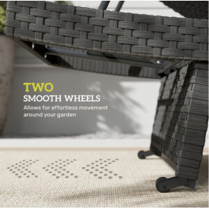 Rattan Sun Lounger Outdoor Patio Folding Chair Reclining Garden Wheels Day Bed - Image 7