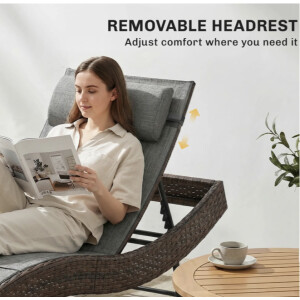 Rattan Sun Lounger Garden Recliner Chair Patio Relax Cushion Day Bed Lounge Seat - Image 7