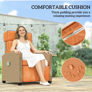 Rattan Garden Recliner Chair Wicker Sun Lounger Patio Armchair Cushion Bed Seat - Image 8