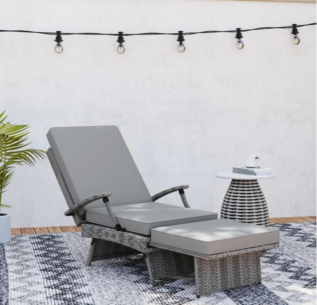 Rattan-Sun-Lounger-Grey-Patio-Garden-Large-Wicker-Recliner-Cushion-Chair-Day-Bed