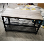 Small Shoe Bench Vintage Industrial Rustic Storage Shelf Grey Hall Tier Shelf Rack Unit