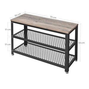 Small Shoe Bench Vintage Industrial Rustic Storage Shelf Grey Hall Tier Shelf Rack Unit - Image 4