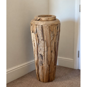 Solid Wood Vase Floor Freestanding 60 cm Tall Teak Wooden Home Decor