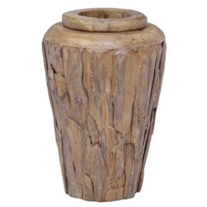 Solid Wood Vase Floor Freestanding 60 cm Tall Teak Wooden Home Decor - Image 4